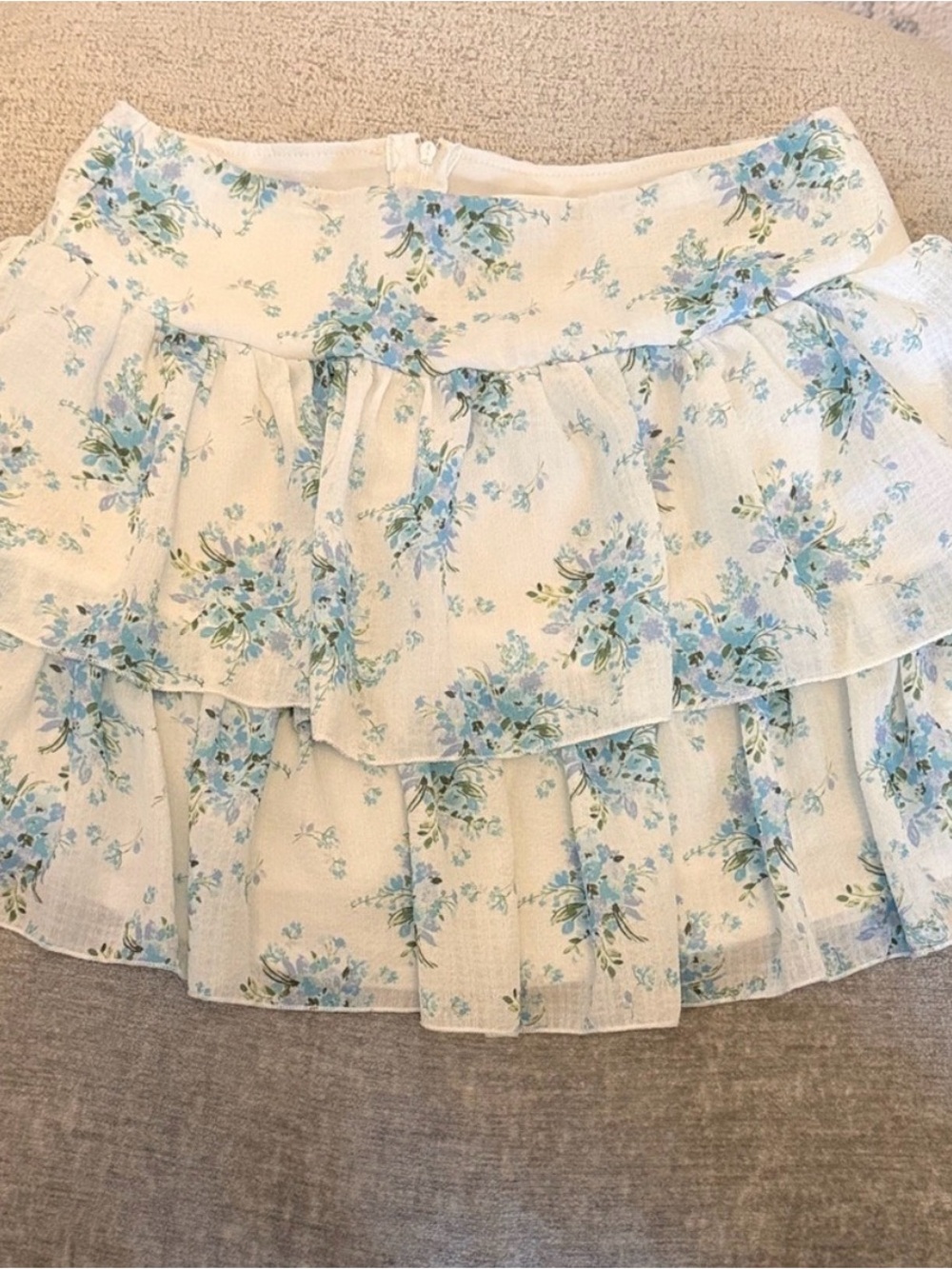 Altar’d State Blue Floral Ruffle Tiered Mini Skirt Size M Romantic